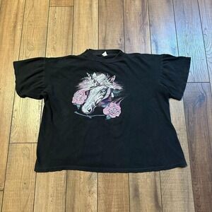Vintage Unicorn Tee Boxy Croppy Single stitch‎ Size Large